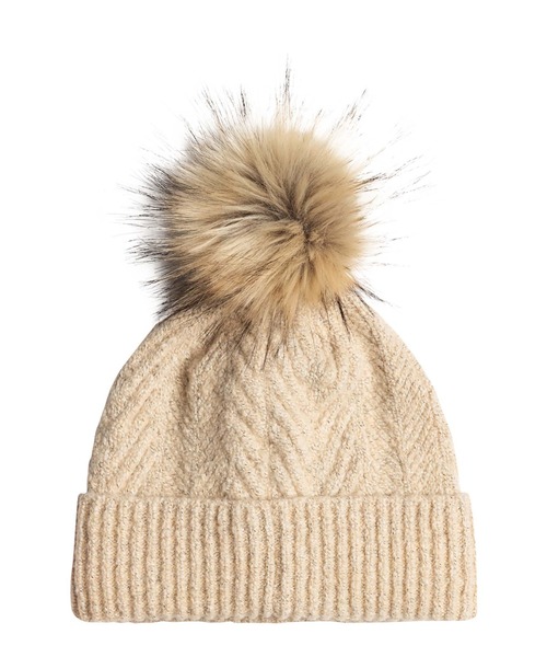 ROXY（ロキシー）の「PEAK CHIC BEANIE/ロキシーポンポン付きニットキャップ・ビーニー（ニットキャップ/ビーニー・レディース・ブラック/ベージュ・FREE）」の6枚目の写真