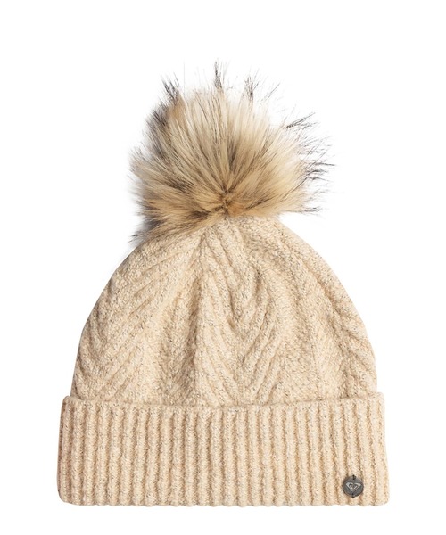 ROXY（ロキシー）の「PEAK CHIC BEANIE/ロキシーポンポン付きニットキャップ・ビーニー（ニットキャップ/ビーニー・レディース・ブラック/ベージュ・FREE）」の7枚目の写真