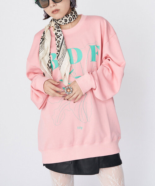 CIAOPANIC(チャオパニック)の「【WEB限定】BDFフラワープリントスウェット(スウェット・レディース・アイボリー/サックスブルー/ライトグレー/ホワイト/オレンジ/イエロー/ネイビー/ピンク/レッド/ブルー/グレー/チャコールグレー・ONE SIZE)」の10枚目の写真