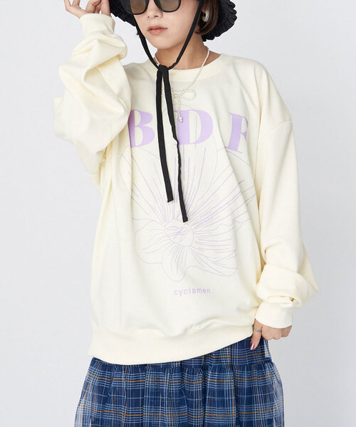 CIAOPANIC(チャオパニック)の「【WEB限定】BDFフラワープリントスウェット(スウェット・レディース・アイボリー/サックスブルー/ライトグレー/ホワイト/オレンジ/イエロー/ネイビー/ピンク/レッド/ブルー/グレー/チャコールグレー・ONE SIZE)」の22枚目の写真