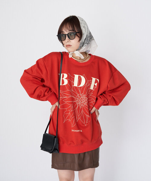 CIAOPANIC(チャオパニック)の「【WEB限定】BDFフラワープリントスウェット(スウェット・レディース・アイボリー/サックスブルー/ライトグレー/ホワイト/オレンジ/イエロー/ネイビー/ピンク/レッド/ブルー/グレー/チャコールグレー・ONE SIZE)」の19枚目の写真