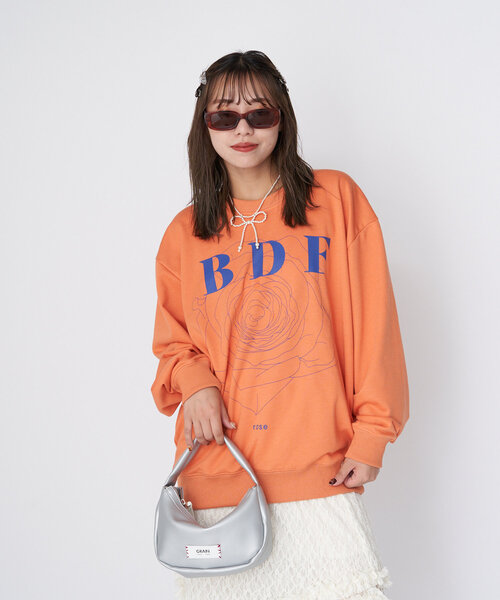 CIAOPANIC(チャオパニック)の「【WEB限定】BDFフラワープリントスウェット(スウェット・レディース・アイボリー/サックスブルー/ライトグレー/ホワイト/オレンジ/イエロー/ネイビー/ピンク/レッド/ブルー/グレー/チャコールグレー・ONE SIZE)」の15枚目の写真