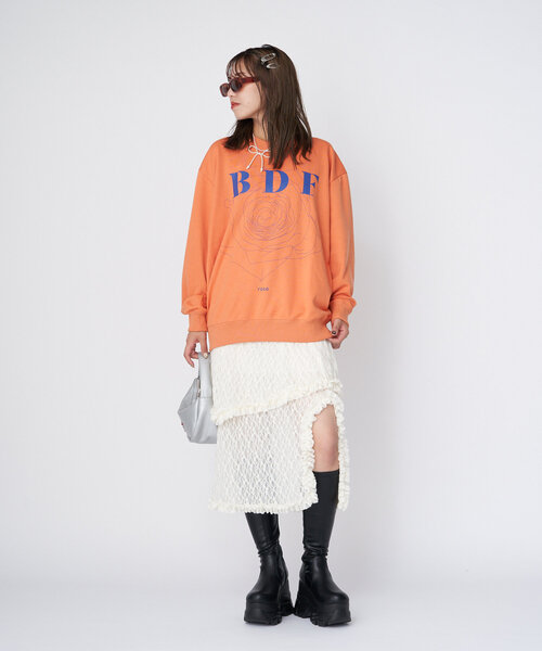 CIAOPANIC(チャオパニック)の「【WEB限定】BDFフラワープリントスウェット(スウェット・レディース・アイボリー/サックスブルー/ライトグレー/ホワイト/オレンジ/イエロー/ネイビー/ピンク/レッド/ブルー/グレー/チャコールグレー・ONE SIZE)」の13枚目の写真