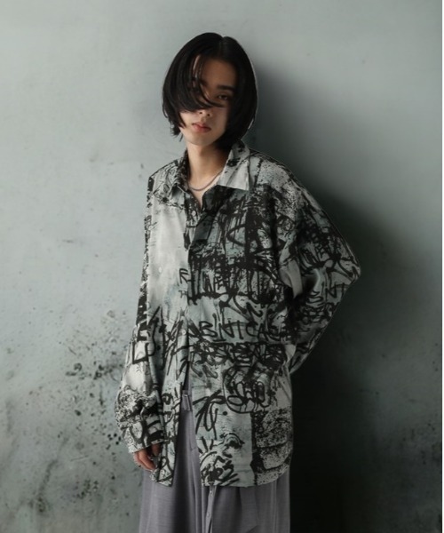 HARE（ハレ）の「【UNDERGROUND MODE】ウォールアートエリパーツシャツ(HARE)（シャツ/ブラウス・メンズ・ブラック/ホワイト・MEDIUM/SMALL）」の2枚目の写真