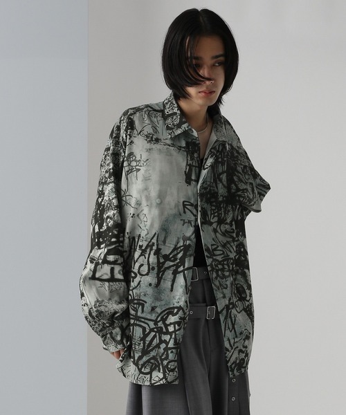 HARE（ハレ）の「【UNDERGROUND MODE】ウォールアートエリパーツシャツ(HARE)（シャツ/ブラウス・メンズ・ブラック/ホワイト・MEDIUM/SMALL）」の8枚目の写真