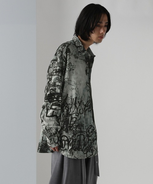 HARE（ハレ）の「【UNDERGROUND MODE】ウォールアートエリパーツシャツ(HARE)（シャツ/ブラウス・メンズ・ブラック/ホワイト・MEDIUM/SMALL）」の10枚目の写真