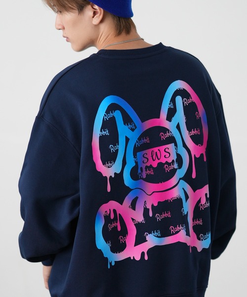 SIDEWAY STANCE（サイドウェイスタンス）の「【SIDEWAY STANCE】プリント スウェット トレーナー（スウェット・メンズ・ブラック系1/ネイビー/グレー/ネイビー系/ライトグレー系1/ブラック系2/ブラック系/ブラック/ネイビー系2/ネイビー系1/ライトグレー系2/ライトグレー系/ブラック系3/ライトグレー系3/ネイビー系3・SMALL/X-LARGE/LARGE/MEDIUM）」の13枚目の写真