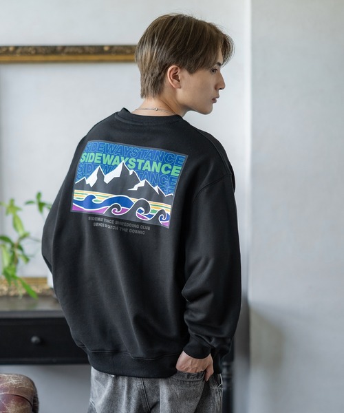 SIDEWAY STANCE（サイドウェイスタンス）の「【SIDEWAY STANCE】プリント スウェット トレーナー（スウェット・メンズ・ブラック系1/ネイビー/グレー/ネイビー系/ライトグレー系1/ブラック系2/ブラック系/ブラック/ネイビー系2/ネイビー系1/ライトグレー系2/ライトグレー系/ブラック系3/ライトグレー系3/ネイビー系3・SMALL/X-LARGE/LARGE/MEDIUM）」の17枚目の写真