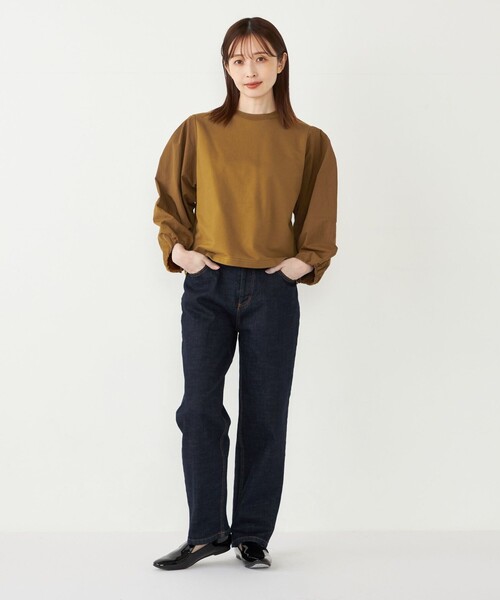 SHIPS Colors（シップス カラーズ）の「SHIPS Colors:〈洗濯機可能〉ミニ裏毛 フハクスリーブ トップス2（Tシャツ/カットソー・レディース・キャメル/ブラック/オフホワイト・ONE SIZE）」の19枚目の写真