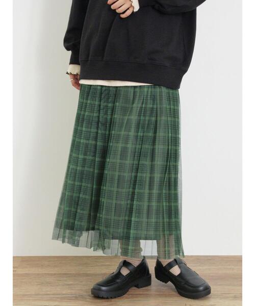 Samansa Mos2（サマンサ モスモス）の「チュールプリーツスカート（スカート・レディース・キナリ/グリーン/チャコールグレー/レッド・F）」の7枚目の写真