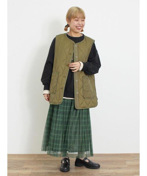 Samansa Mos2（サマンサ モスモス）の「チュールプリーツスカート（スカート・レディース・キナリ/グリーン/チャコールグレー/レッド・F）」の8枚目の写真