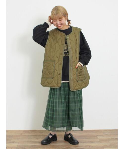 Samansa Mos2（サマンサ モスモス）の「チュールプリーツスカート（スカート・レディース・キナリ/グリーン/チャコールグレー/レッド・F）」の9枚目の写真