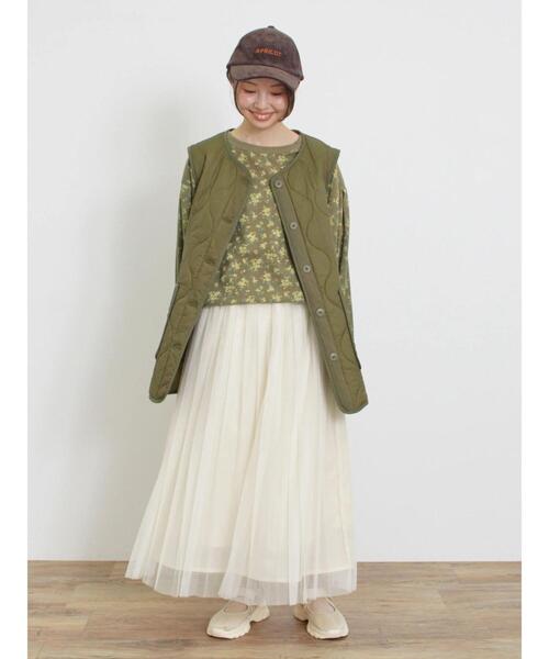 Samansa Mos2（サマンサ モスモス）の「チュールプリーツスカート（スカート・レディース・キナリ/グリーン/チャコールグレー/レッド・F）」の10枚目の写真