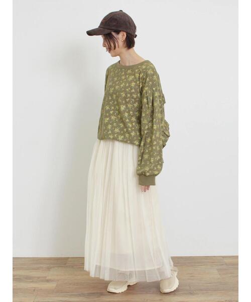 Samansa Mos2（サマンサ モスモス）の「チュールプリーツスカート（スカート・レディース・キナリ/グリーン/チャコールグレー/レッド・F）」の11枚目の写真