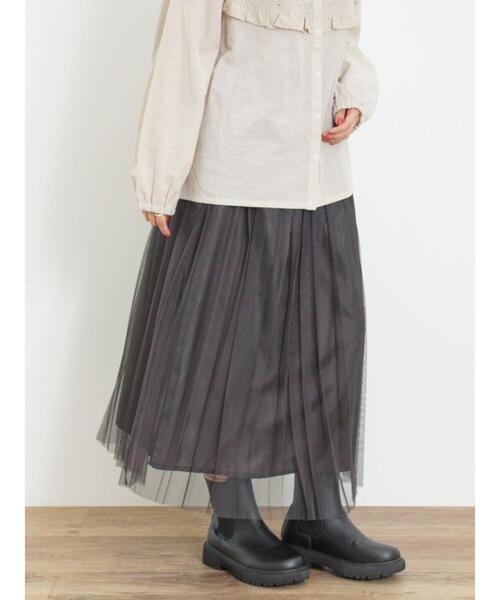 Samansa Mos2（サマンサ モスモス）の「チュールプリーツスカート（スカート・レディース・キナリ/グリーン/チャコールグレー/レッド・F）」の21枚目の写真
