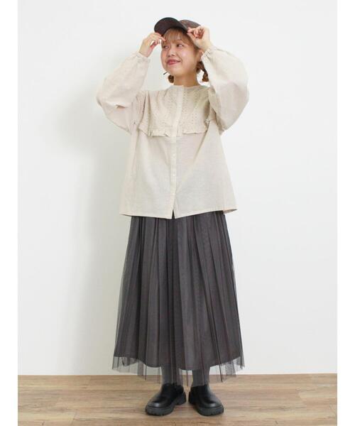 Samansa Mos2（サマンサ モスモス）の「チュールプリーツスカート（スカート・レディース・キナリ/グリーン/チャコールグレー/レッド・F）」の22枚目の写真