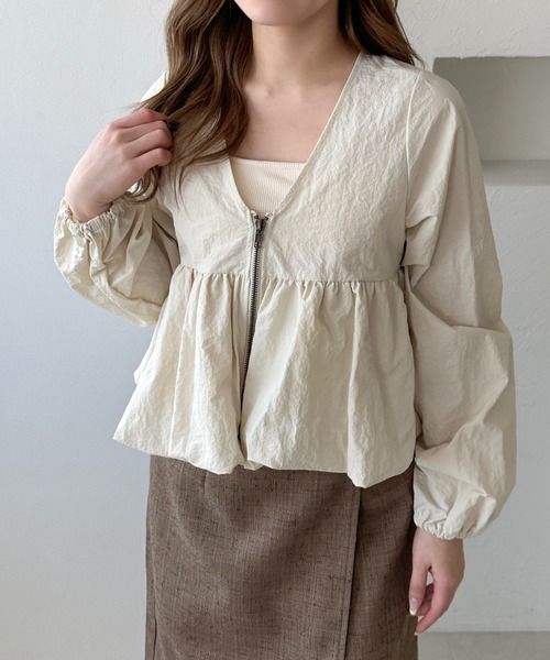 apres jour clair(アプレジュールクレア)の「【apres jour clair】ナイロンペプラムジャケット(ナイロンジャケット・レディース・アイボリー/ライトブラウン/ダークブラウン・フリー/X-LARGE)」の7枚目の写真