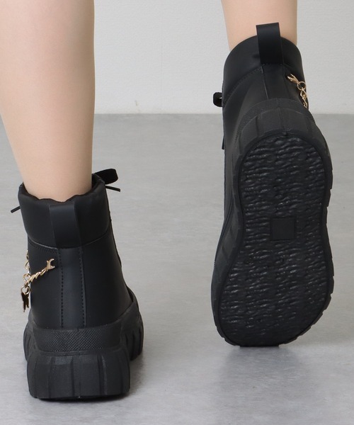 セール】バタフライチャーム付き レースアップ 厚底 ショート ブーツ