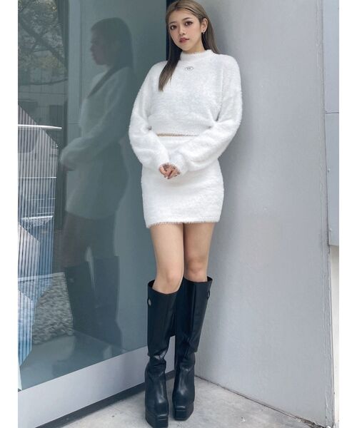 GYDA（ジェイダ）の「GYDAプレートシャギーニットトップス【SETUP着用可】（ニット/セーター・レディース・ブラック/オフホワイト/ベージュ・FREE）」の7枚目の写真