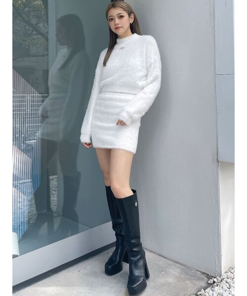 GYDA（ジェイダ）の「GYDAプレートシャギーニットトップス【SETUP着用可】（ニット/セーター・レディース・ブラック/オフホワイト/ベージュ・FREE）」の8枚目の写真