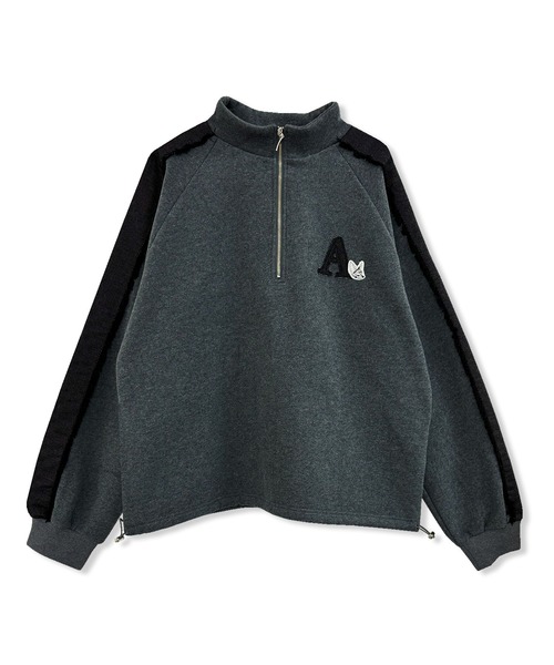 ANDGEEBEE（アンジービー）の「UNISEX デニムライン裏起毛スウェット（スウェット・レディース・アイボリー/チャコールグレー・FREE）」の13枚目の写真