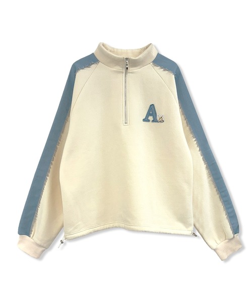 ANDGEEBEE（アンジービー）の「UNISEX デニムライン裏起毛スウェット（スウェット・レディース・アイボリー/チャコールグレー・FREE）」の5枚目の写真