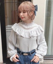 シアーヨーク切替ニットプルオーバー/F&A/fint