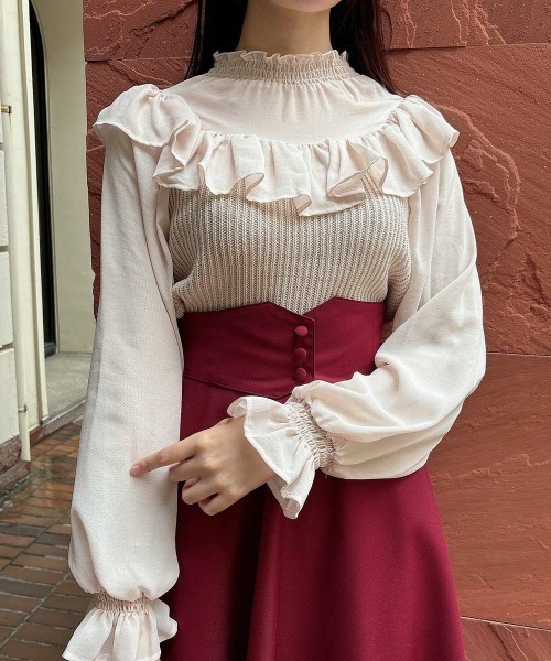 F i.n.t（フィント）の「シアーヨーク切替ニットプルオーバー/F&A/fint（ニット/セーター・レディース・アイボリー/ピンクベージュ/ブルーグレー・FREE）」の16枚目の写真