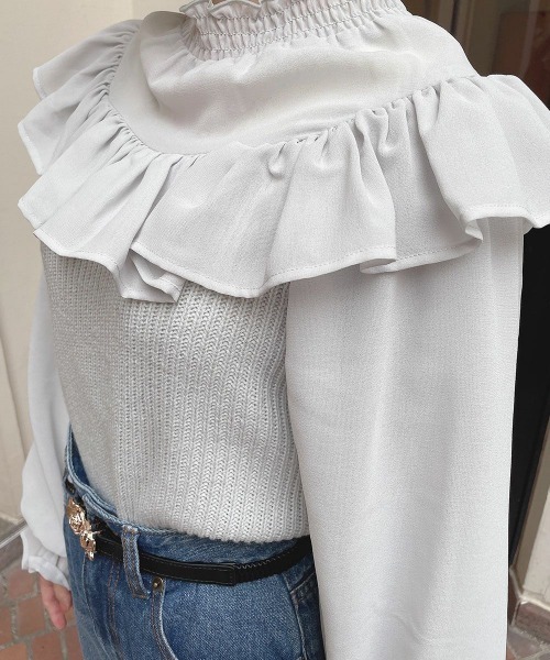 F i.n.t（フィント）の「シアーヨーク切替ニットプルオーバー/F&A/fint（ニット/セーター・レディース・アイボリー/ピンクベージュ/ブルーグレー・FREE）」の19枚目の写真