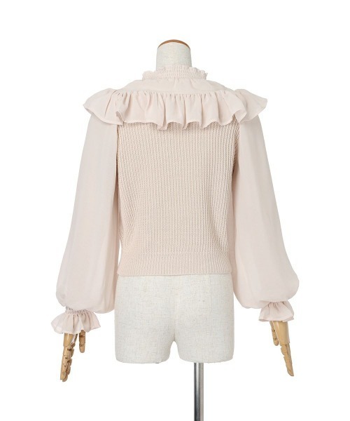 F i.n.t（フィント）の「シアーヨーク切替ニットプルオーバー/F&A/fint（ニット/セーター・レディース・アイボリー/ピンクベージュ/ブルーグレー・FREE）」の7枚目の写真