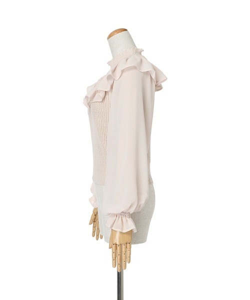 F i.n.t（フィント）の「シアーヨーク切替ニットプルオーバー/F&A/fint（ニット/セーター・レディース・アイボリー/ピンクベージュ/ブルーグレー・FREE）」の8枚目の写真