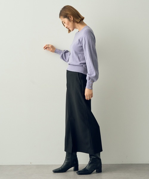 YECCA VECCA（イェッカヴェッカ）の「金釦ミニケーブルニット（ニット/セーター・レディース・アイボリー/ブラック/レッド/ベージュ/ラベンダー・FREE）」の14枚目の写真