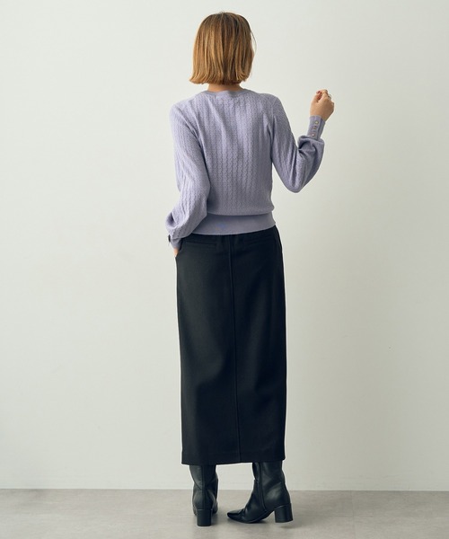 YECCA VECCA（イェッカヴェッカ）の「金釦ミニケーブルニット（ニット/セーター・レディース・アイボリー/ブラック/レッド/ベージュ/ラベンダー・FREE）」の15枚目の写真