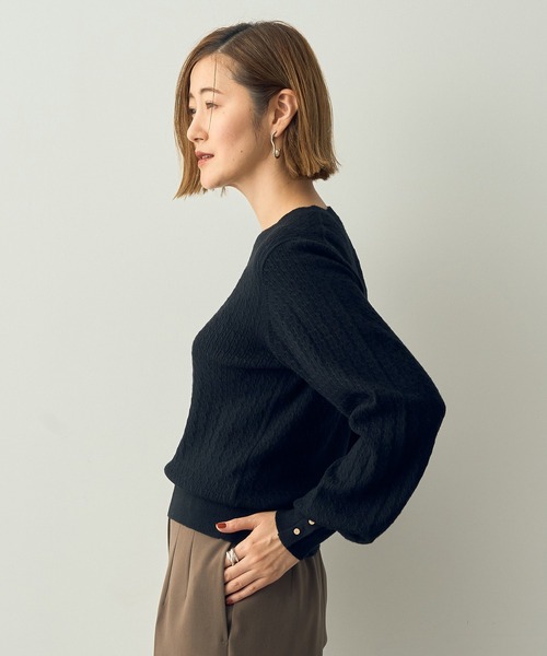 YECCA VECCA（イェッカヴェッカ）の「金釦ミニケーブルニット（ニット/セーター・レディース・アイボリー/ブラック/レッド/ベージュ/ラベンダー・FREE）」の19枚目の写真