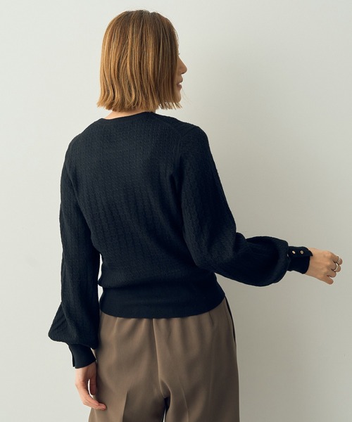 YECCA VECCA（イェッカヴェッカ）の「金釦ミニケーブルニット（ニット/セーター・レディース・アイボリー/ブラック/レッド/ベージュ/ラベンダー・FREE）」の20枚目の写真