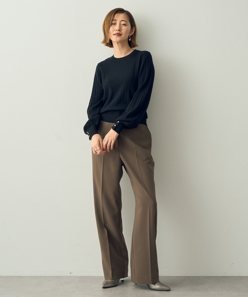 YECCA VECCA（イェッカヴェッカ）の「金釦ミニケーブルニット（ニット/セーター・レディース・アイボリー/ブラック/レッド/ベージュ/ラベンダー・FREE）」の21枚目の写真