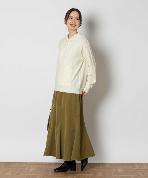 Right-on(ライトオン)の「ニットパーカー(ニット/セーター・レディース・ブラウン/オフホワイト・M/L/XL)」の6枚目の写真