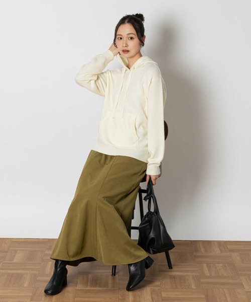 Right-on(ライトオン)の「ニットパーカー(ニット/セーター・レディース・ブラウン/オフホワイト・M/L/XL)」の3枚目の写真