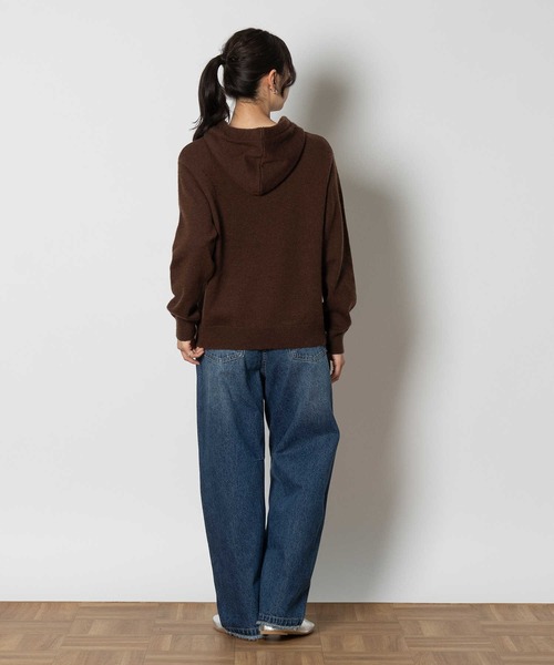 Right-on(ライトオン)の「ニットパーカー(ニット/セーター・レディース・ブラウン/オフホワイト・M/L/XL)」の10枚目の写真