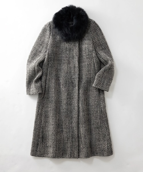 STRAWBERRY-FIELDS（ストロベリーフィールズ）の「ﾌｧｰﾃｨﾍﾟｯﾄ付きﾂｲｰﾄﾞｺｰﾄ（ノーカラーコート・レディース・ブラック・2）」の6枚目の写真