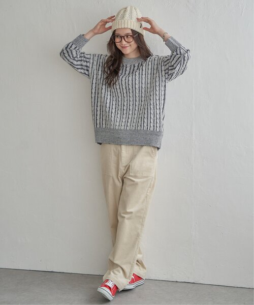 LBC（エルビーシー）の「コーデュロイゆるテーパード（その他パンツ・レディース・オフホワイト/チャコールグレー/オレンジ/ブルー・M/L）」の20枚目の写真