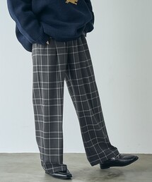 イージービューティーチェックワイドパンツ（WEB限定サイズ）