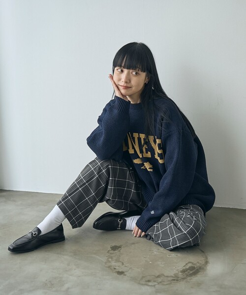 coen（コーエン）の「イージービューティーチェックワイドパンツ（WEB限定サイズ）（その他パンツ・レディース・オフホワイト/ダークグレー・S/M/L/XL）」の8枚目の写真