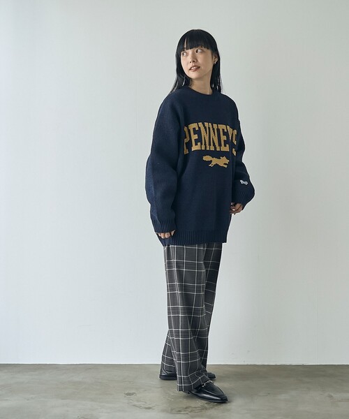 coen（コーエン）の「イージービューティーチェックワイドパンツ（WEB限定サイズ）（その他パンツ・レディース・オフホワイト/ダークグレー・S/M/L/XL）」の5枚目の写真