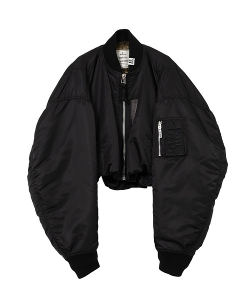 Maison MIHARA YASUHIRO(メゾンミハラヤスヒロ)の「Roll-up Hem Fright Jacket(MA-1・レディース・ブラック・38)」の1枚目の写真