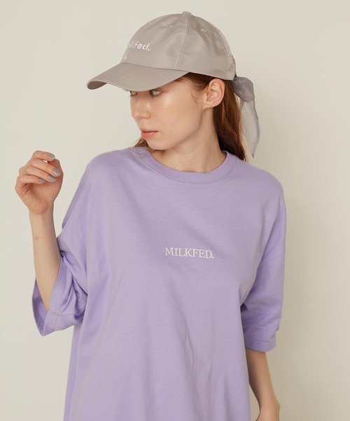 MILKFED.(ミルクフェド)の「DONUT AND LOGO WIDE S/S TEE(Tシャツ/カットソー・レディース・ブラック/ホワイト/ライトパープル・M/L)」の6枚目の写真