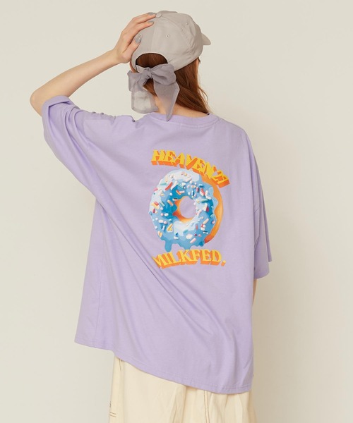 MILKFED.(ミルクフェド)の「DONUT AND LOGO WIDE S/S TEE(Tシャツ/カットソー・レディース・ブラック/ホワイト/ライトパープル・M/L)」の4枚目の写真