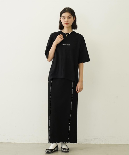 MILKFED.(ミルクフェド)の「DONUT AND LOGO WIDE S/S TEE(Tシャツ/カットソー・レディース・ブラック/ホワイト/ライトパープル・M/L)」の18枚目の写真