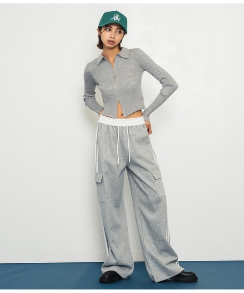 ANAP（アナップ）の「ダブルジップリブニットトップス（ニット/セーター・レディース・グレー/オレンジ/ダークブラウン・FREE）」の7枚目の写真