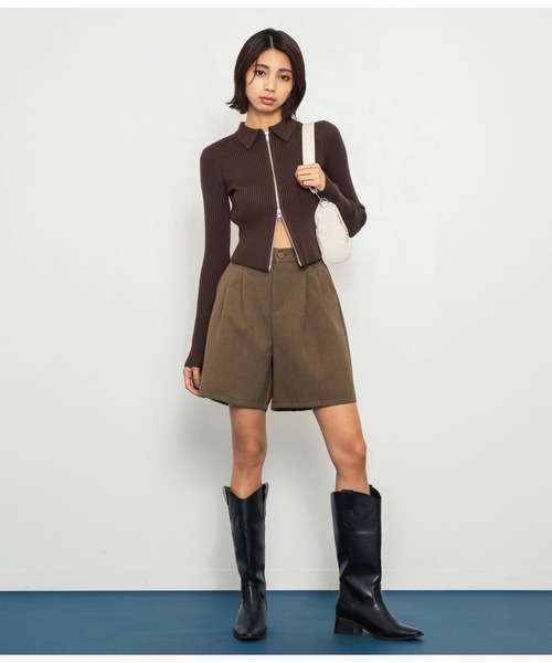 ANAP（アナップ）の「ダブルジップリブニットトップス（ニット/セーター・レディース・グレー/オレンジ/ダークブラウン・FREE）」の19枚目の写真